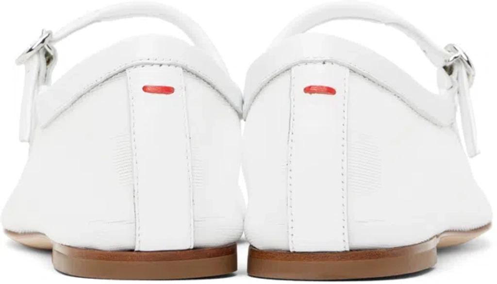 AEYDE Round Toe Ballerina Shoes With Contrast Piping In White Product Image