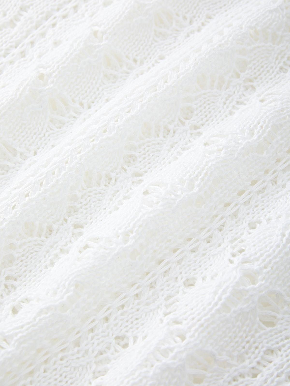 Tie Front White Open Knit Top Product Image