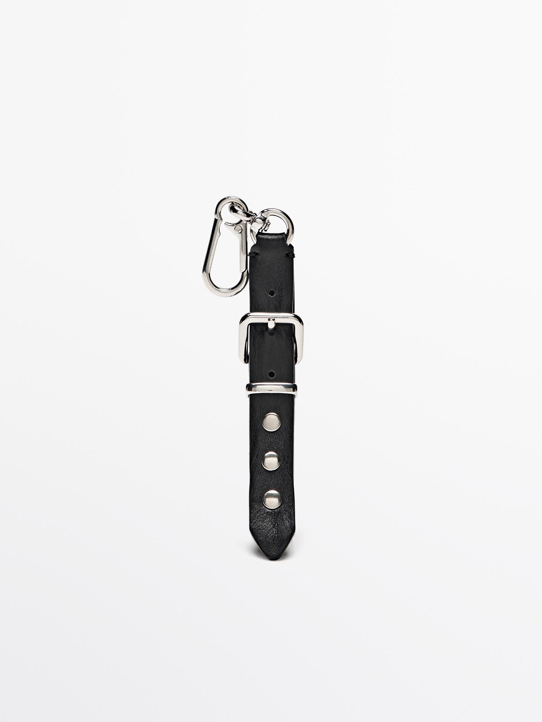 Nappa key ring with buckle and studs Product Image