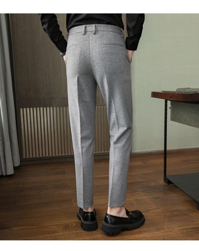 Mid Rise Herringbone Cropped Tapered Dress Pants Product Image