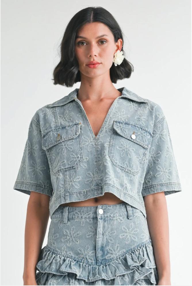 Zinnia Denim Top Product Image