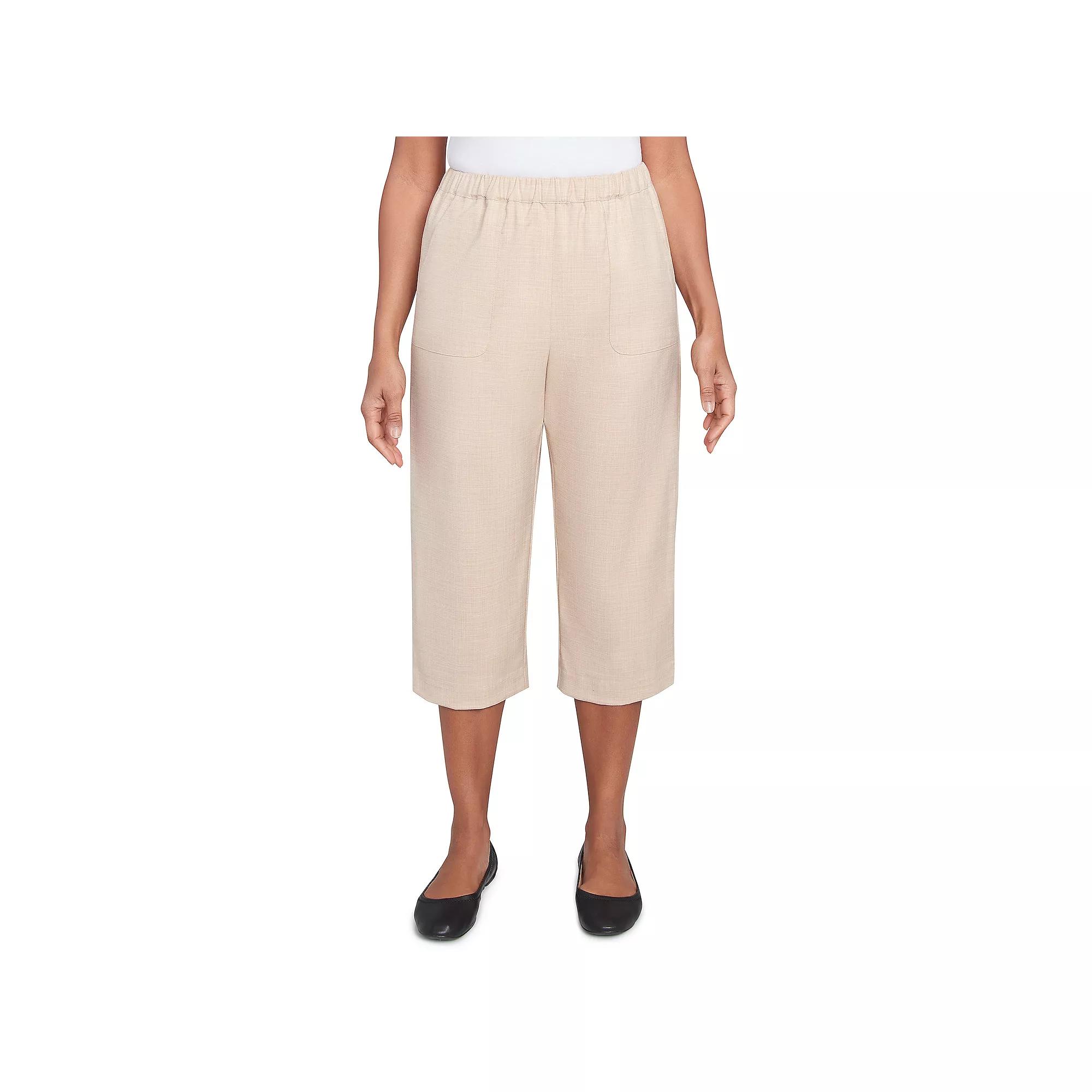 Petite Alfred Dunner Patch Pocket Elastic Waistband Capri Pants, Women's, Size: 14 Petite, Linen Product Image