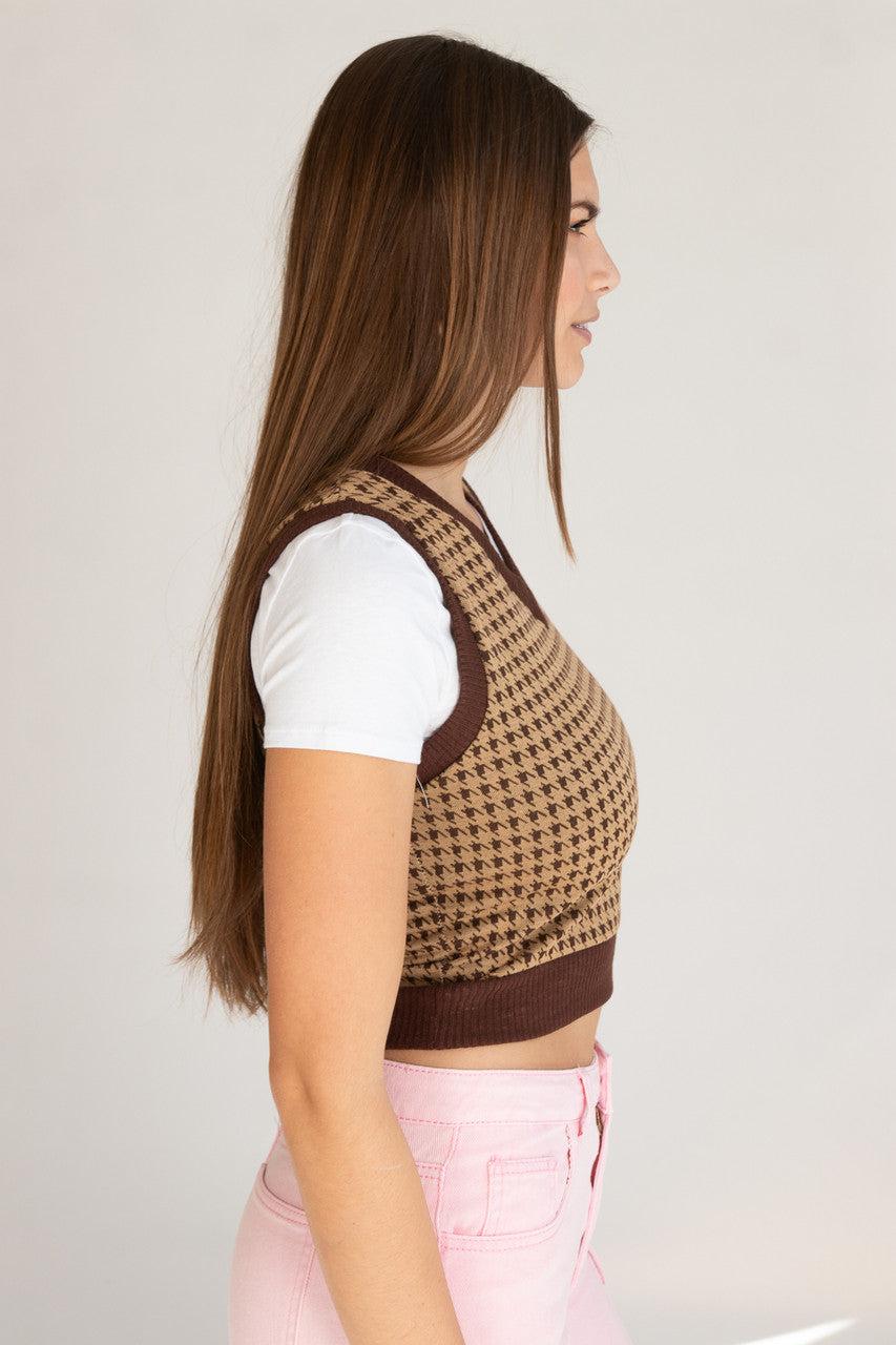 Houndstooth Sweater Vest With Tee Product Image