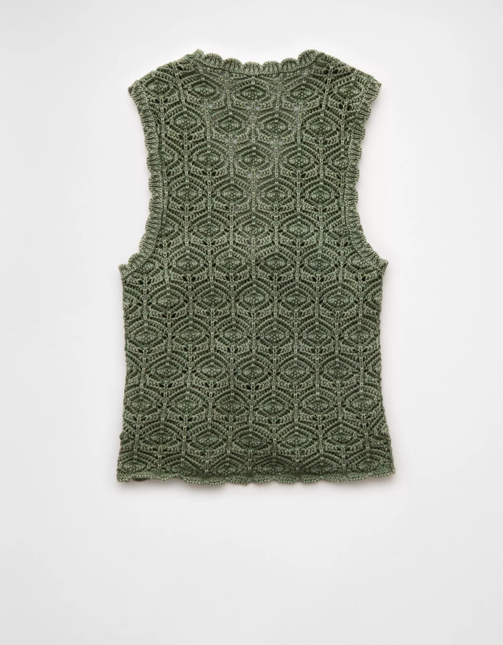 AE Tie Front Crochet Vest Product Image