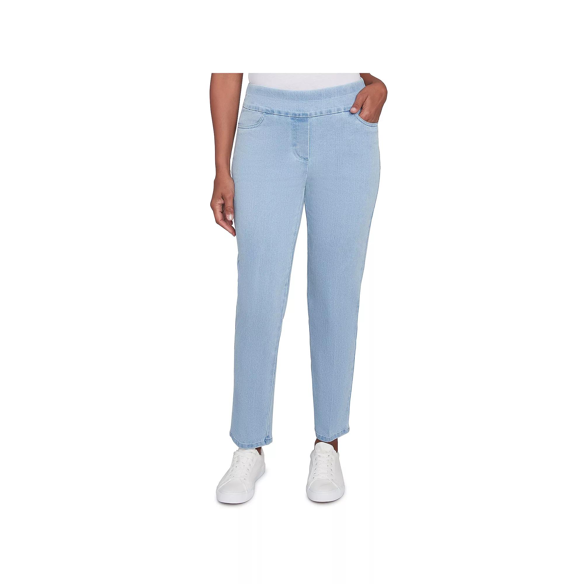 Petite Alfred Dunner Super Stretch Straight-Leg Pull-On Jeans, Women's,  Product Image