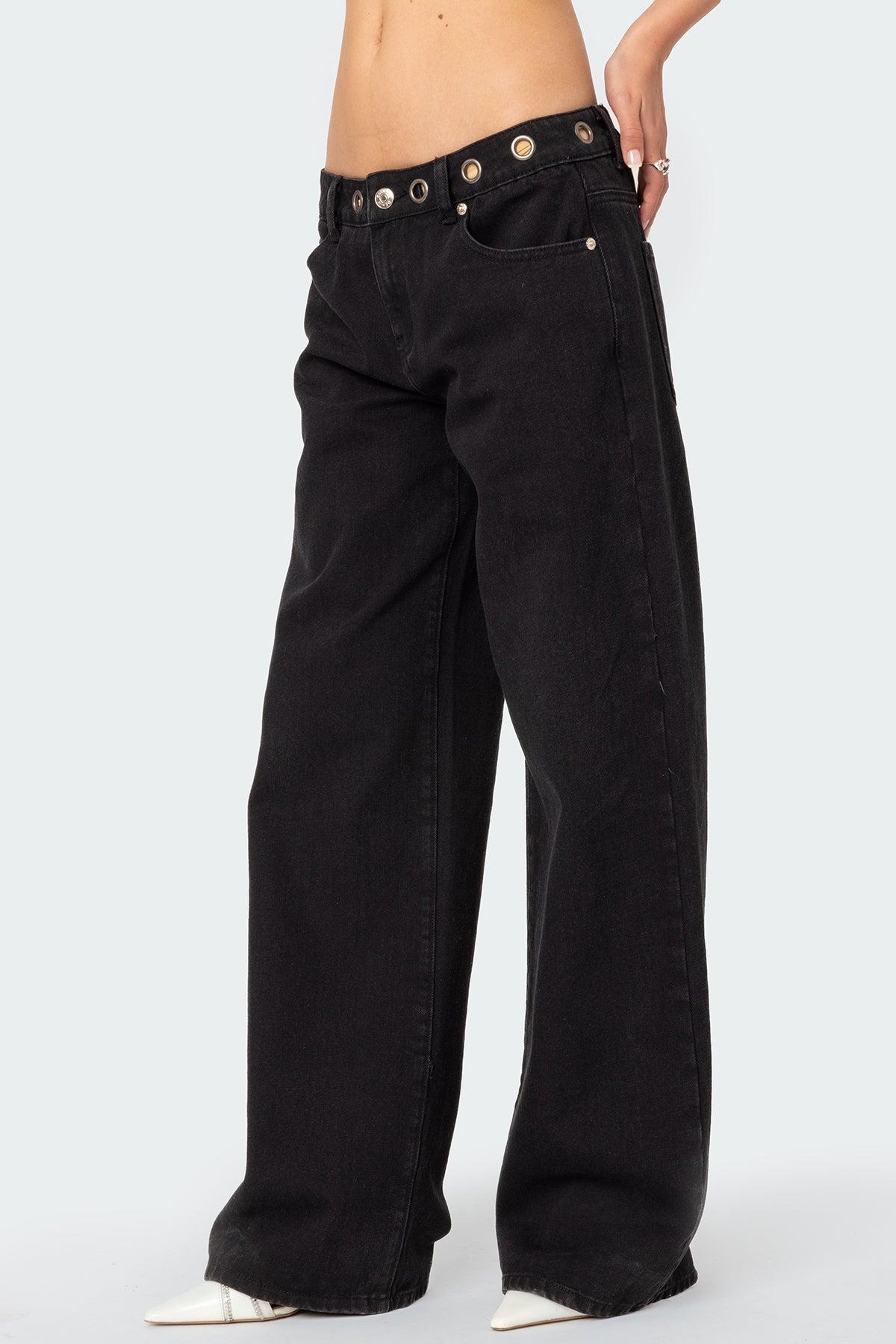 Libby Grommet Low Rise Wide Leg Jeans Product Image