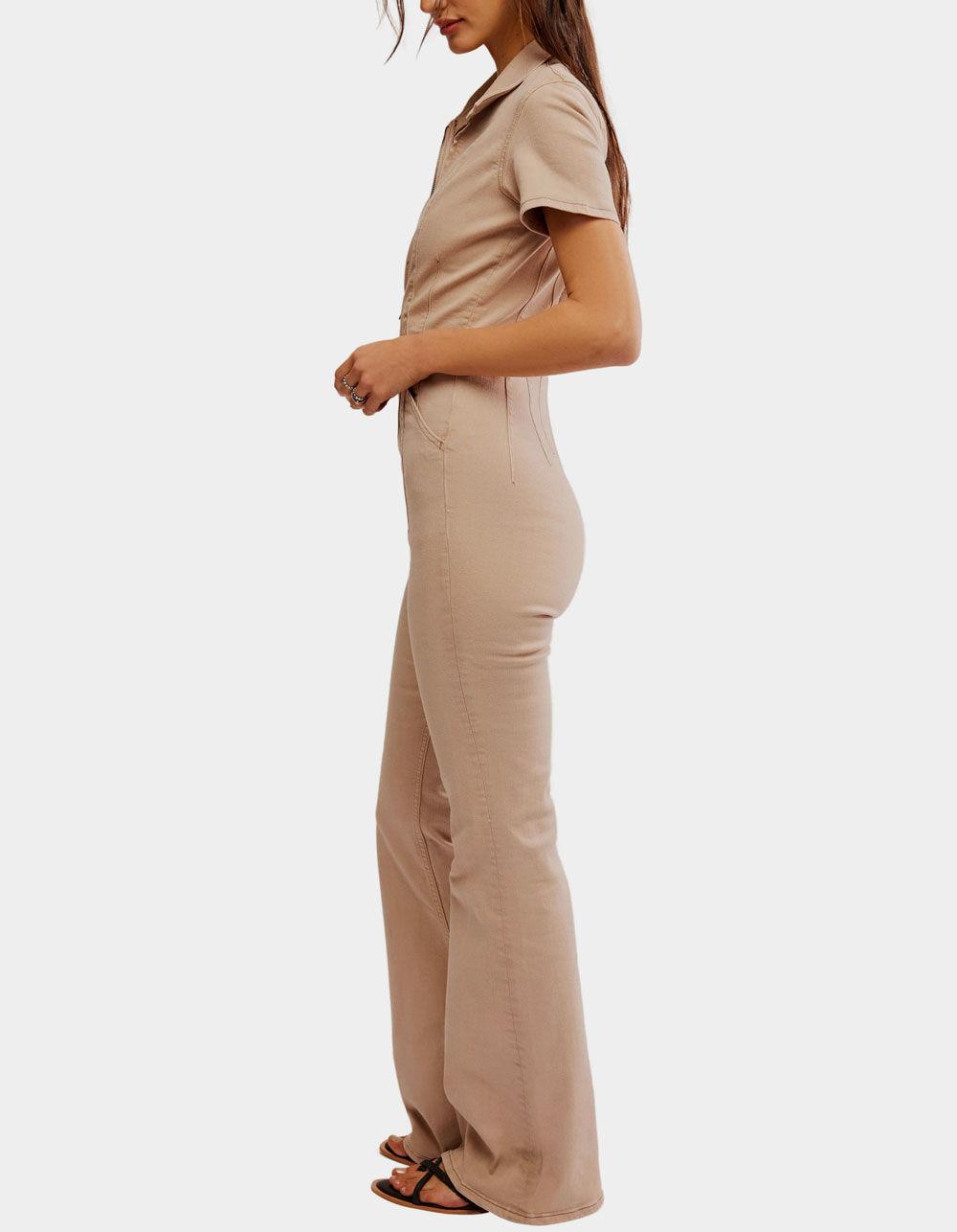 FREE PEOPLE Jayde Womens Flare Jumpsuit - TAN Product Image