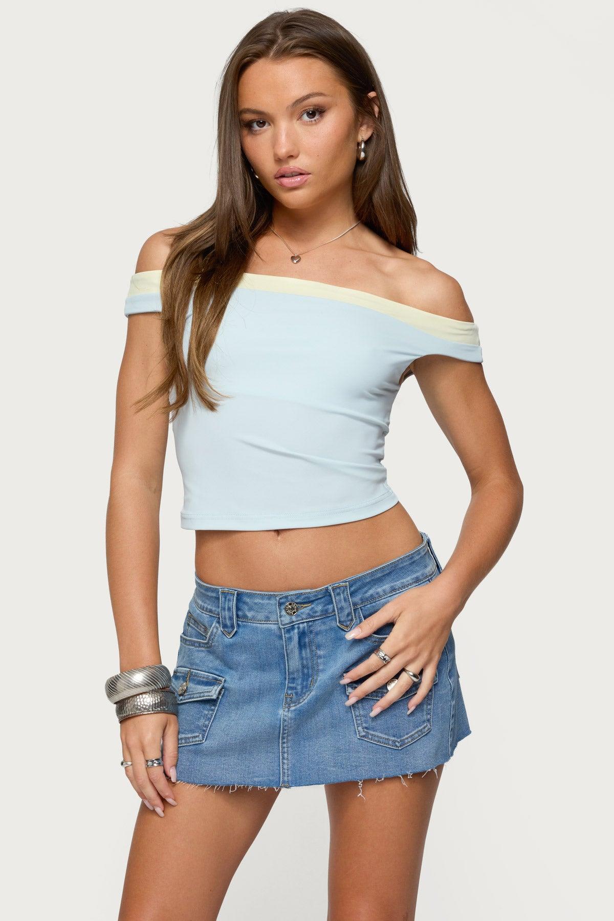 Strada Contrast Off Shoulder Top Product Image