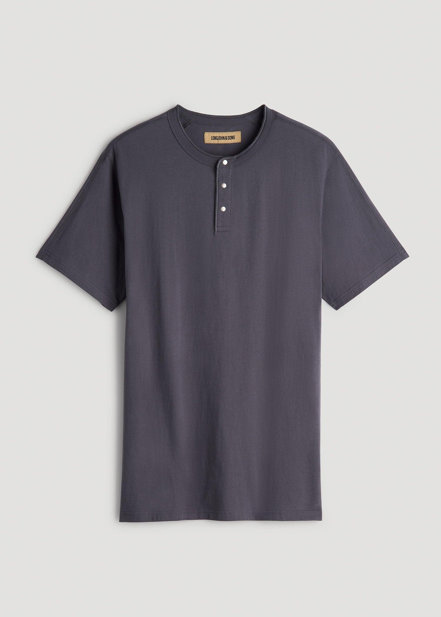 LJ&S REGULAR-FIT Jersey Henley Tee for Tall Men in Asphalt Product Image