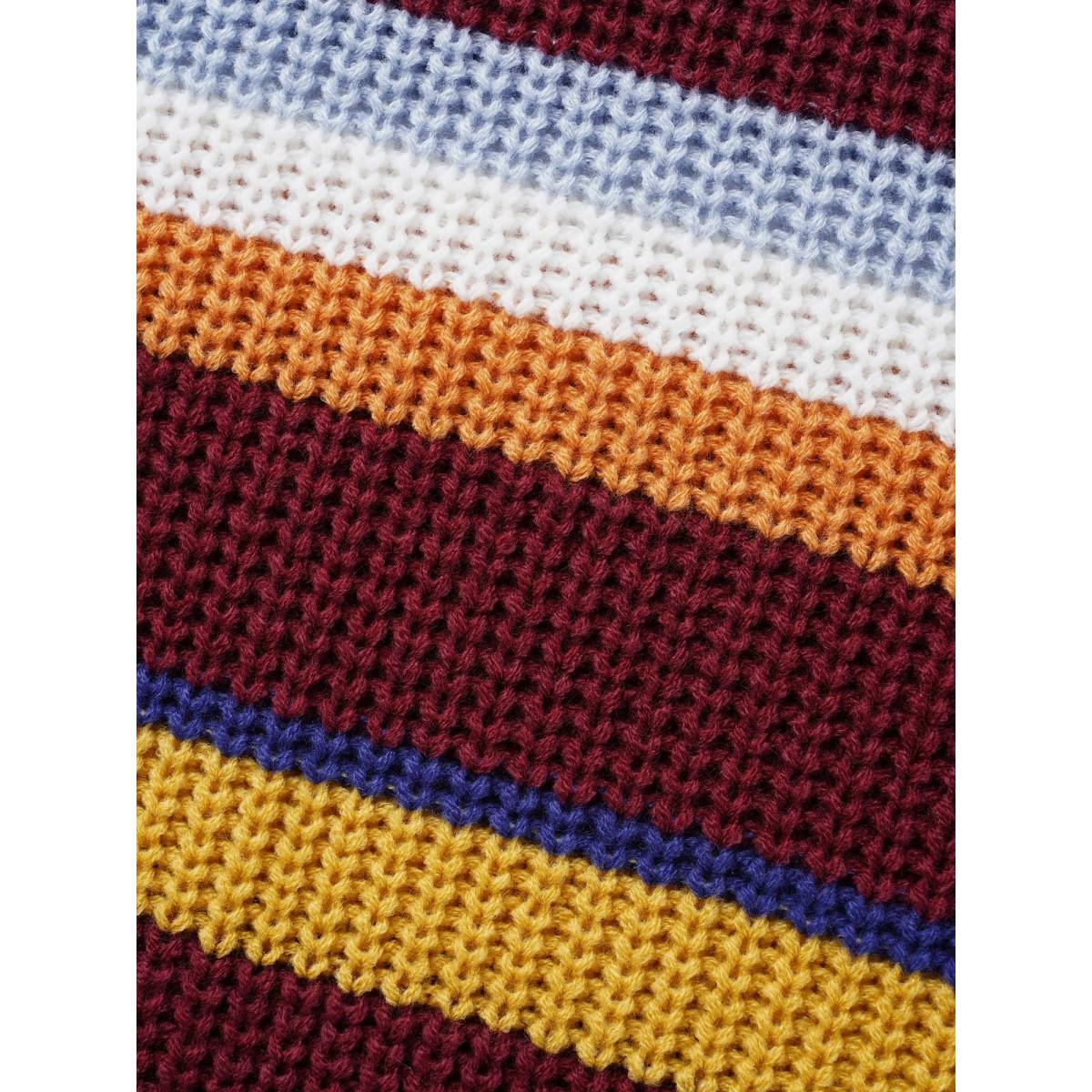 Plus Size Striped Contrast Drop Shoulder Sleeve Pullover Multicolor Women Casual Long Sleeve Round Neck Everyday Pullovers BloomChic 28/5X Product Image