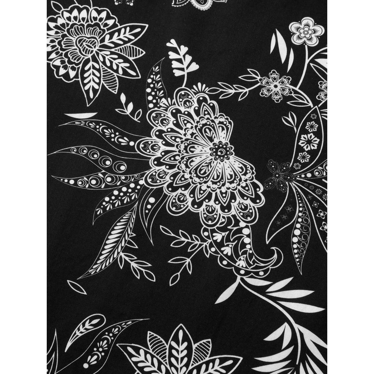 Plus Size Boho Floral V-Neck Tank Top Women Black Boho Contrast V-neck Vacation Tank Tops Camis BloomChic 30/6X Product Image