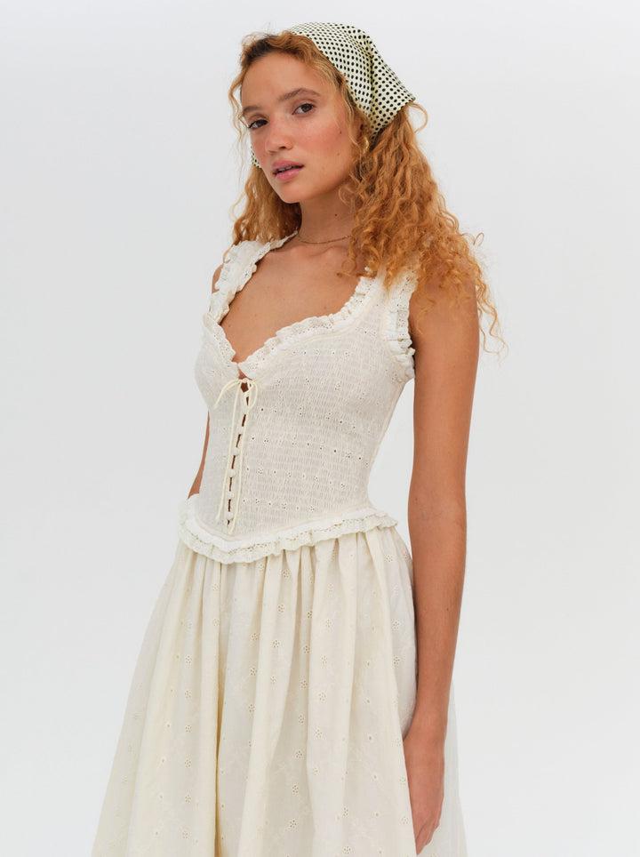 Morgan Midi Dress — Beige Product Image