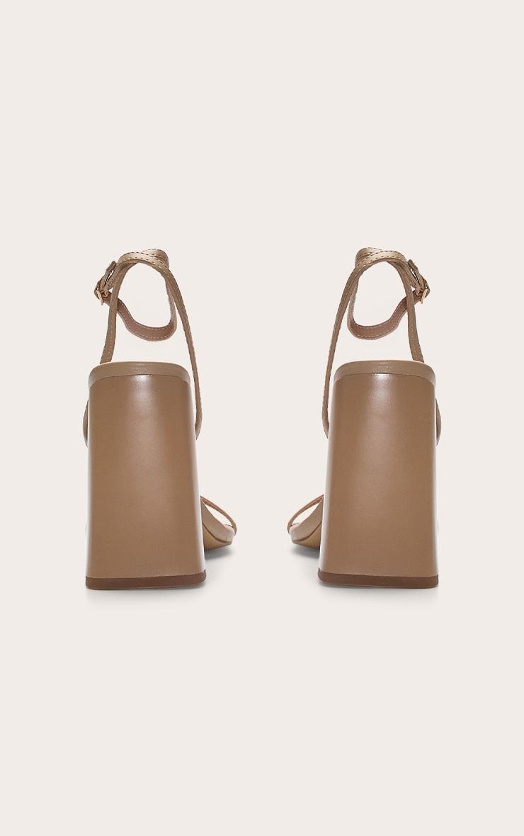 Nude Square Toe High Block Heeled Sandals Product Image