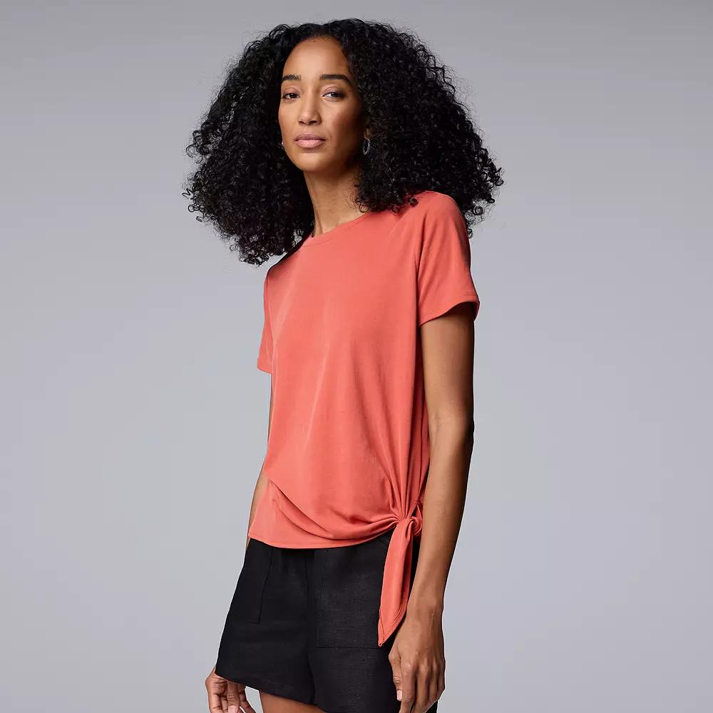 Simply Vera Vera Wang Side-Tie Mixed Media Top, Women's, Size: XXL, Vera Pink Product Image