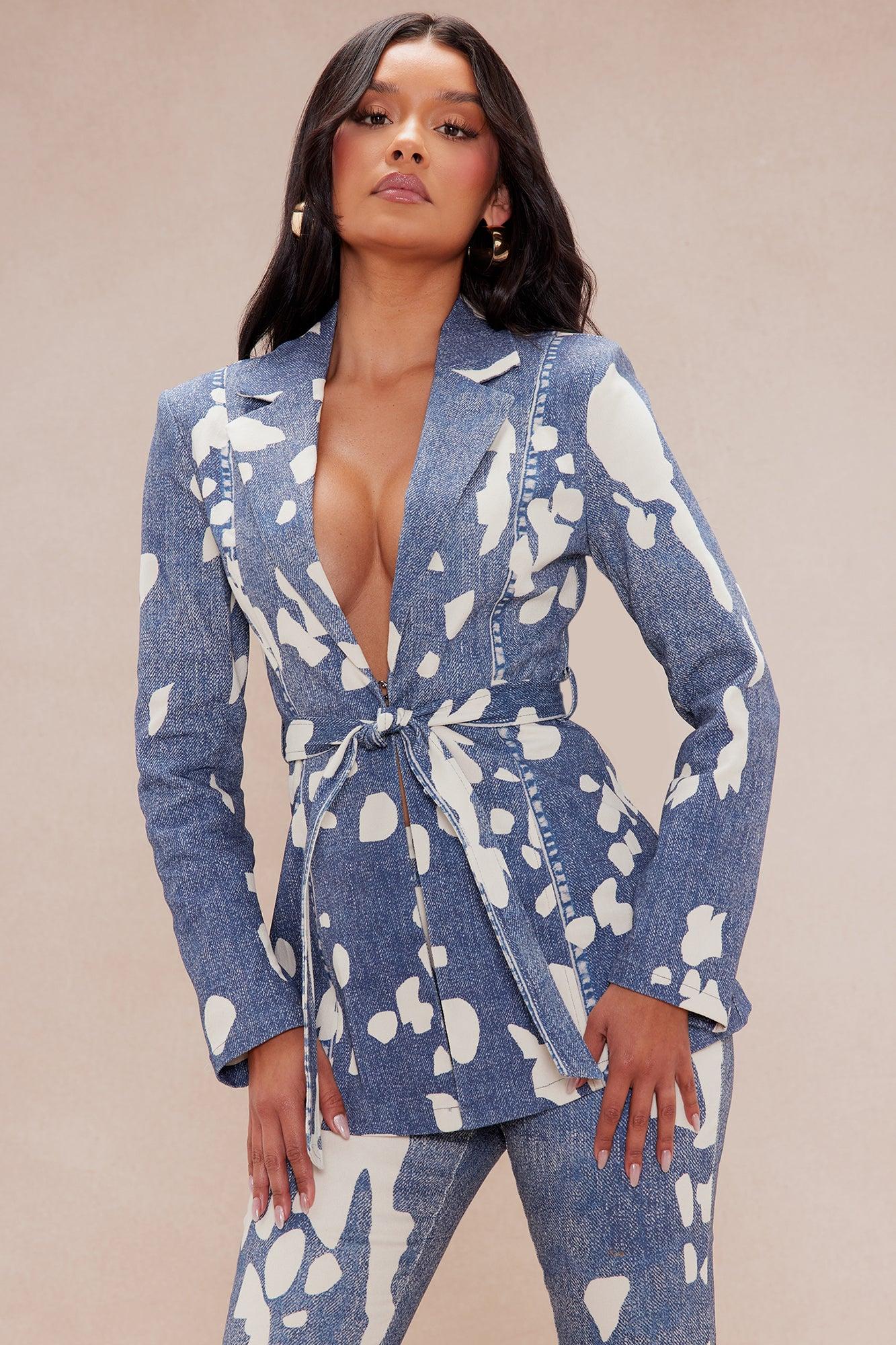 Suki Blazer Suit Set - Blue/combo Product Image