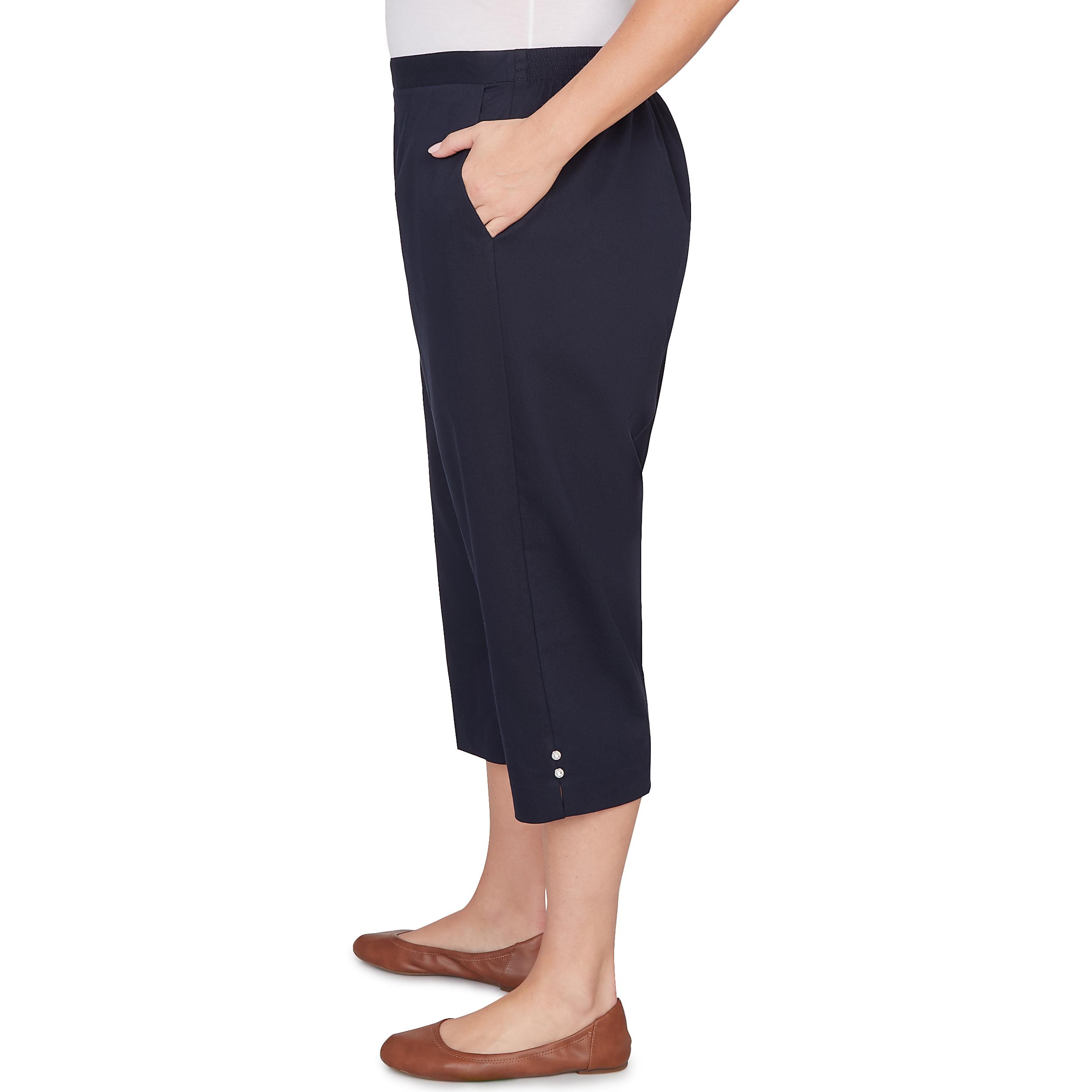 Alfred Dunner Solid Twill Button Hem Capri Pant - Plus Product Image