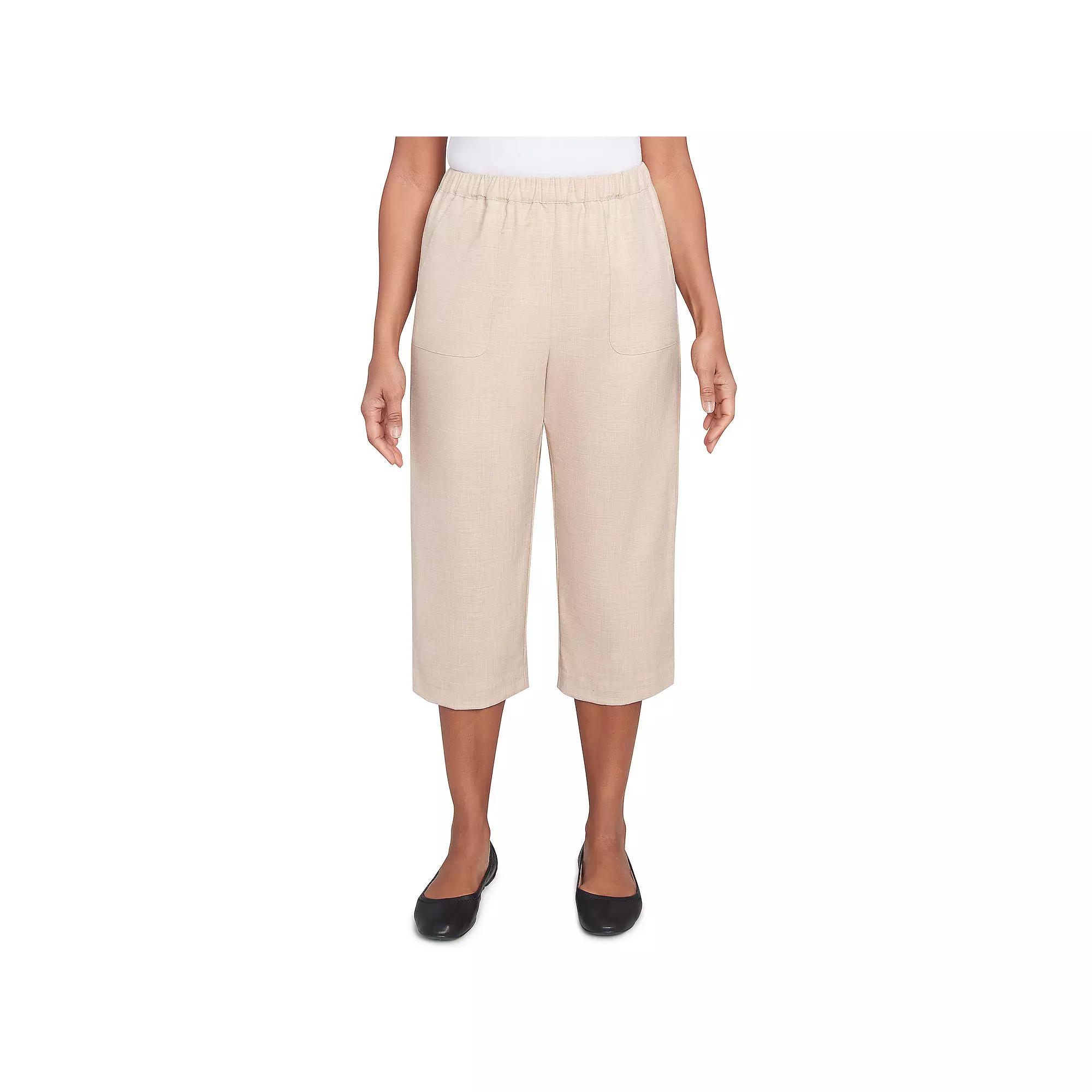 Petite Alfred Dunner Patch Pocket Elastic Waistband Capri Pants, Women's, Size: 14 Petite, Linen Product Image