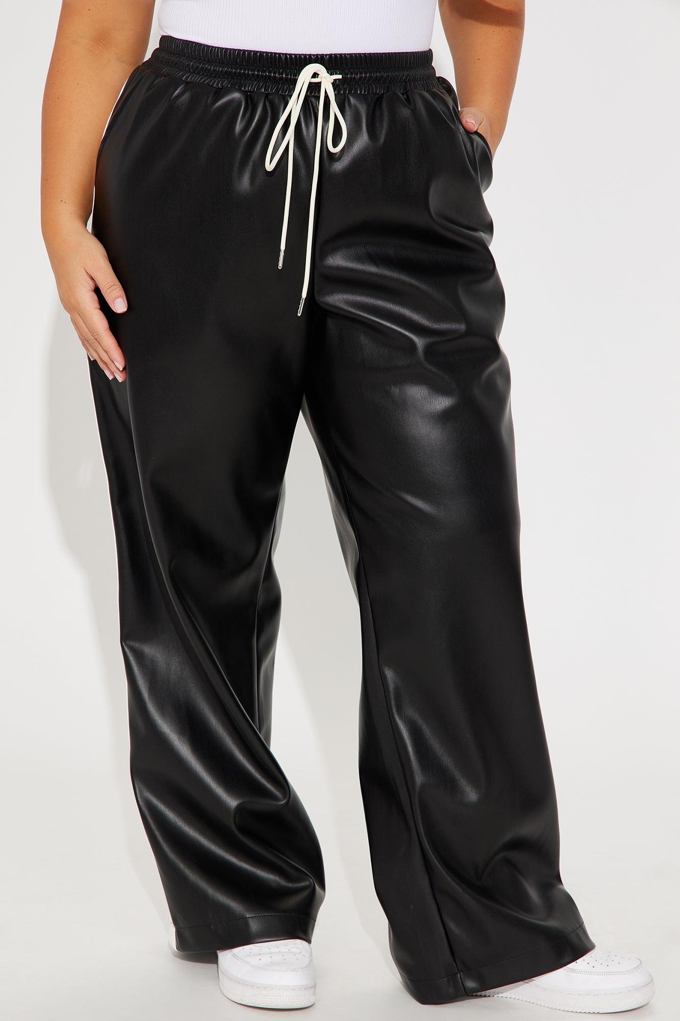 Misha Faux Leather Track Pant - Black Product Image