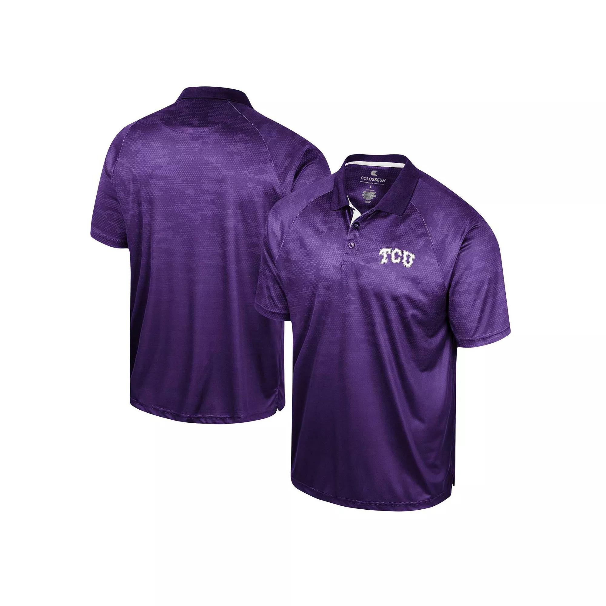 Men's Colosseum Purple TCU Horned Frogs Honeycomb Raglan Polo,  Product Image
