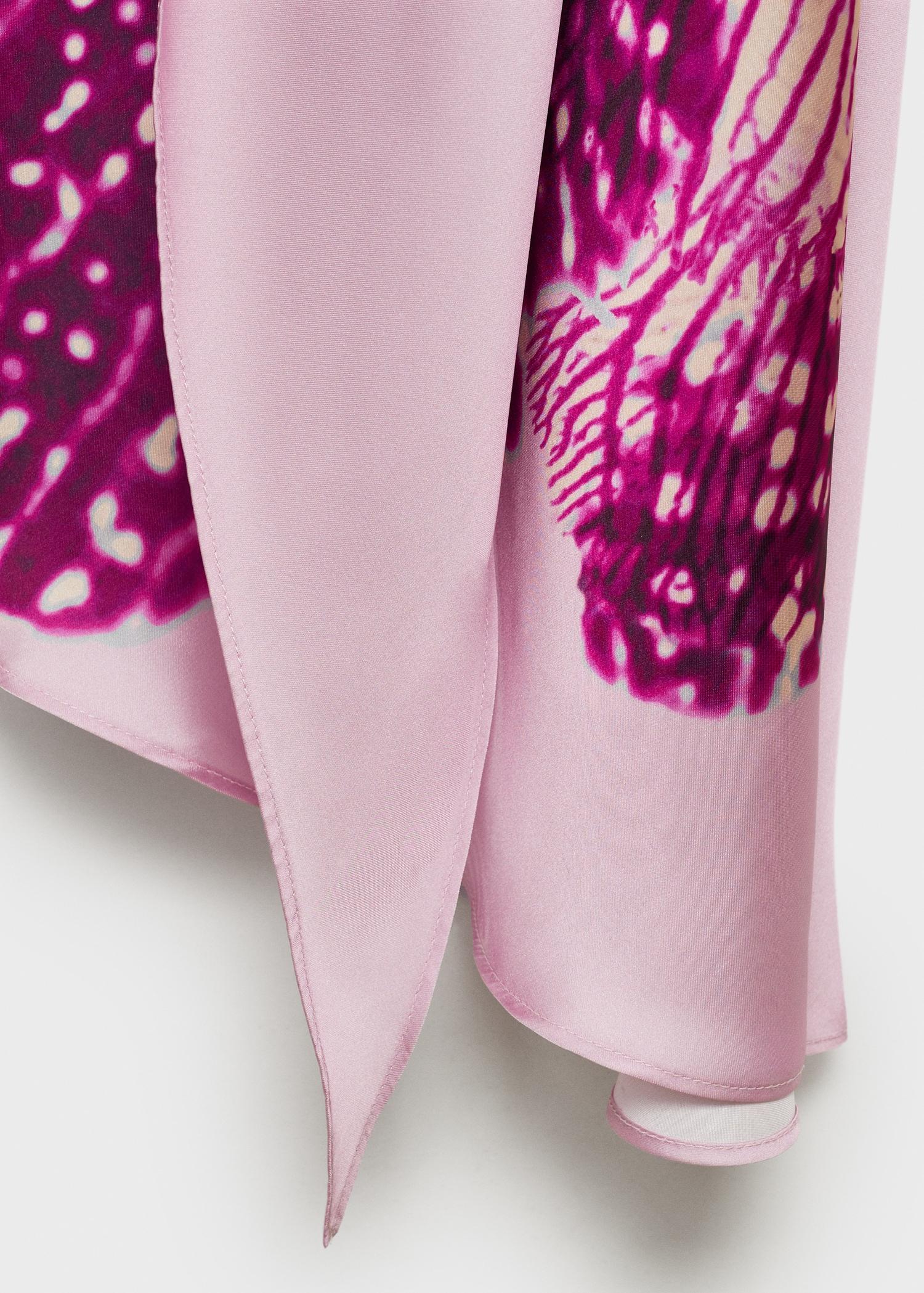 Satin scarf dress with maxi-flower print - Women | MANGO USA Product Image