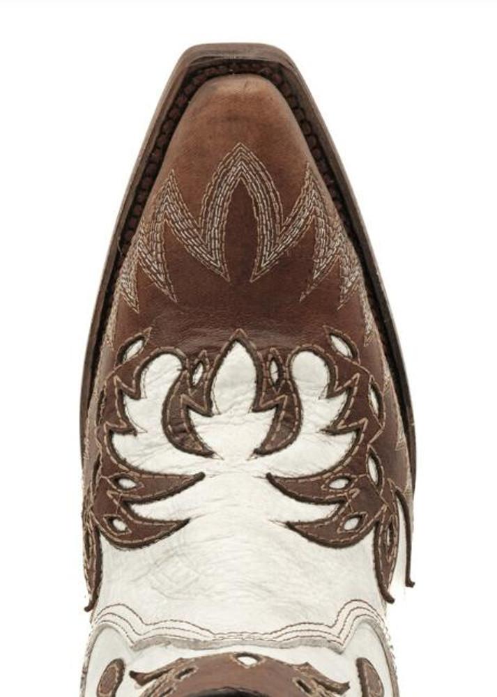 SALE Circle G by Corral® Ladies' White/Camel Overlay Wing Tip Ankle Boots Product Image