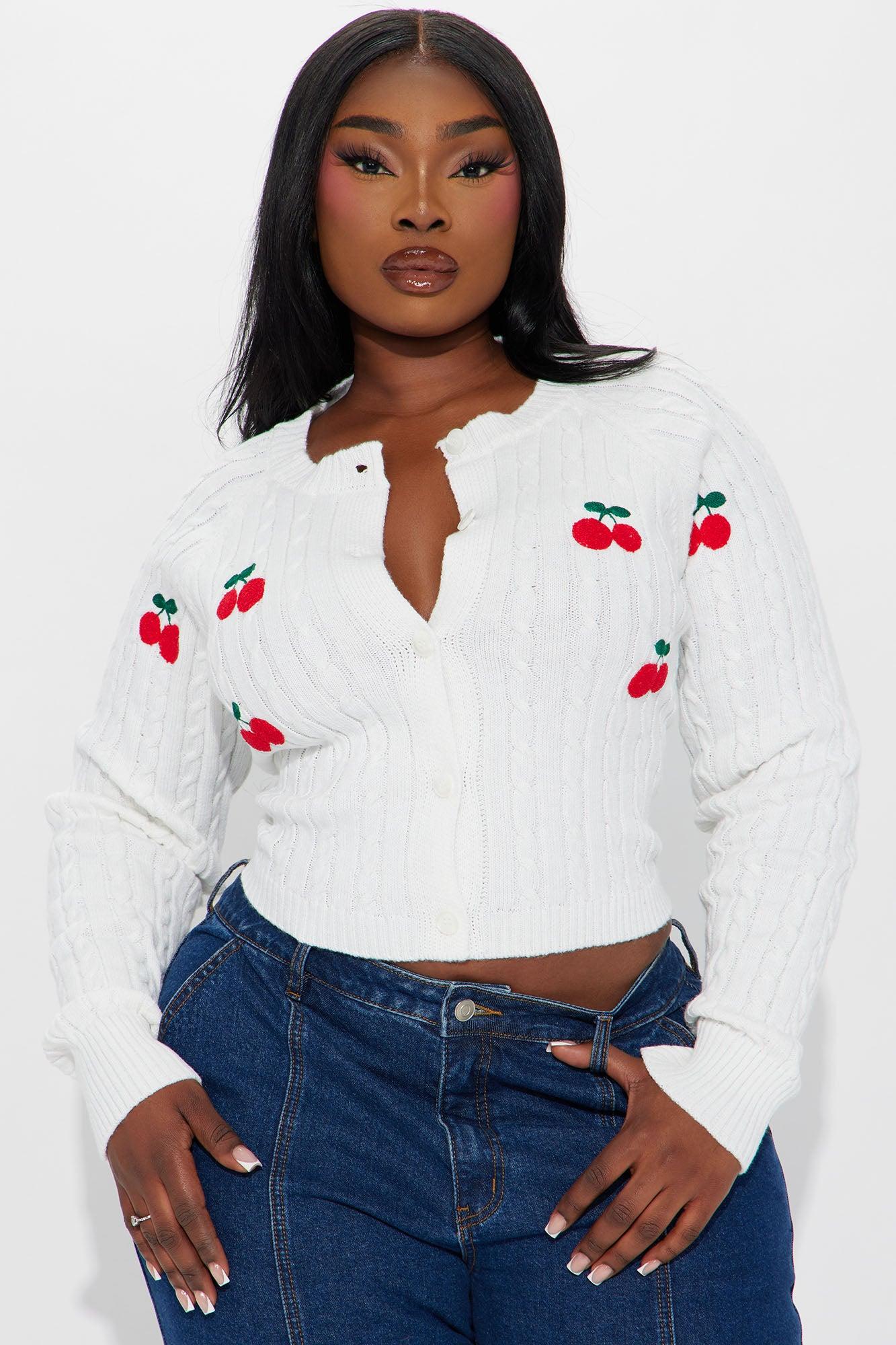 Cherry Season Cardigan - Ivory/combo Product Image