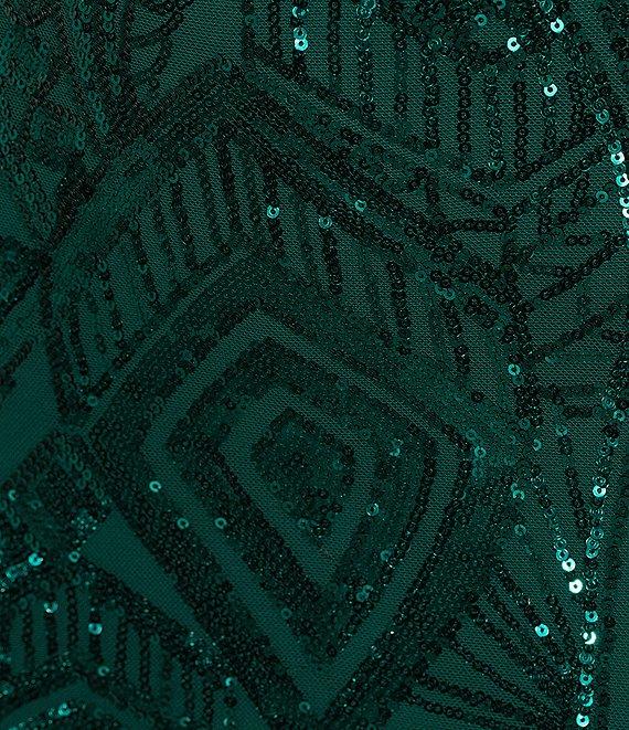 Midnight Doll Spaghetti Strap Placement Sequin Strappy Back Bodycon Mini Dress Product Image