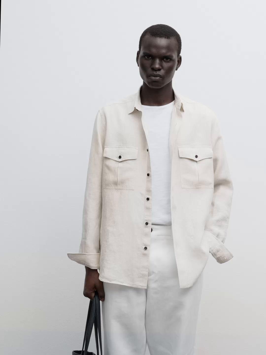 100% linen regular fit shirt Product Image