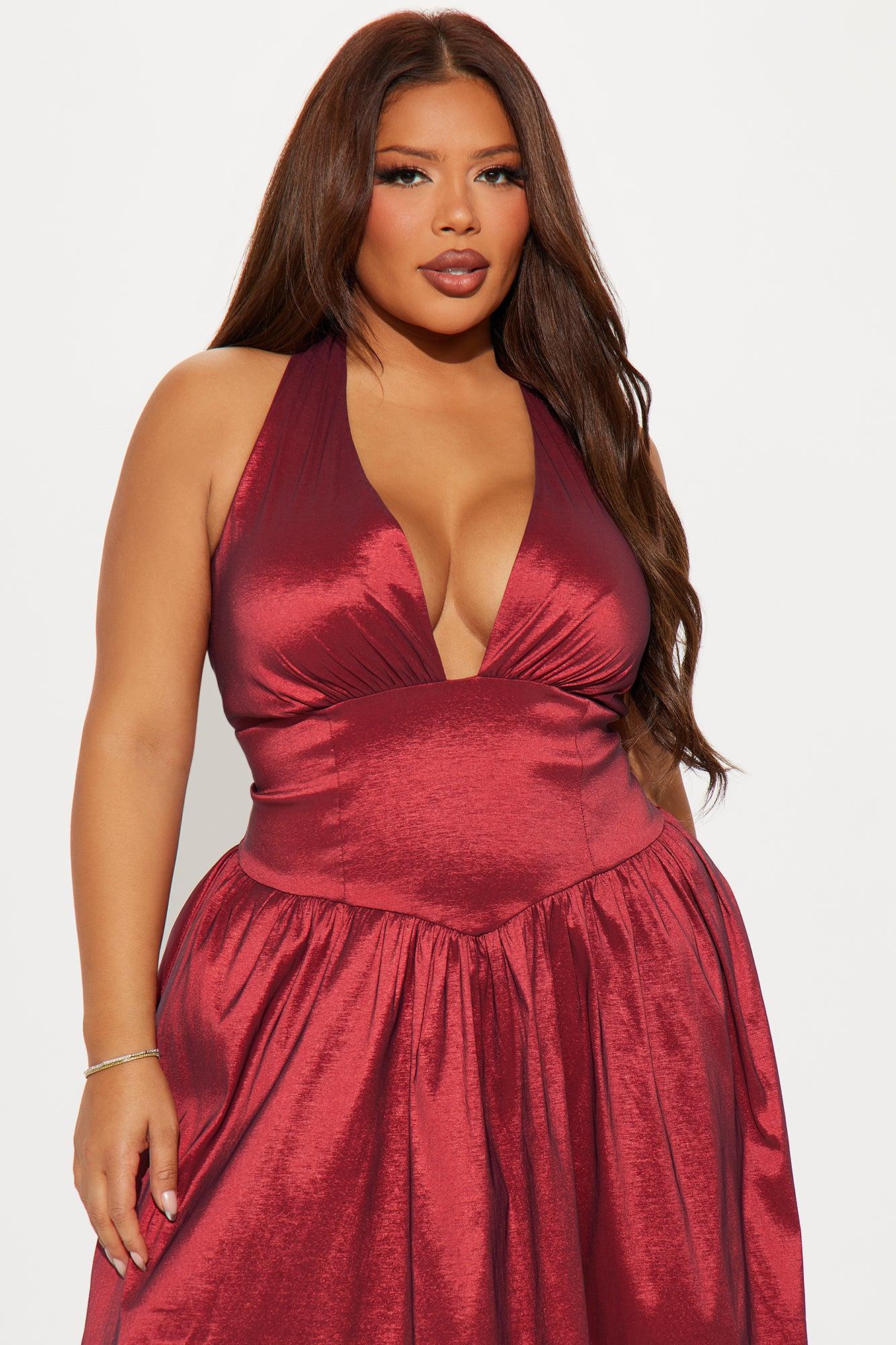 Tyra Taffeta Midi Dress - Wine Product Image