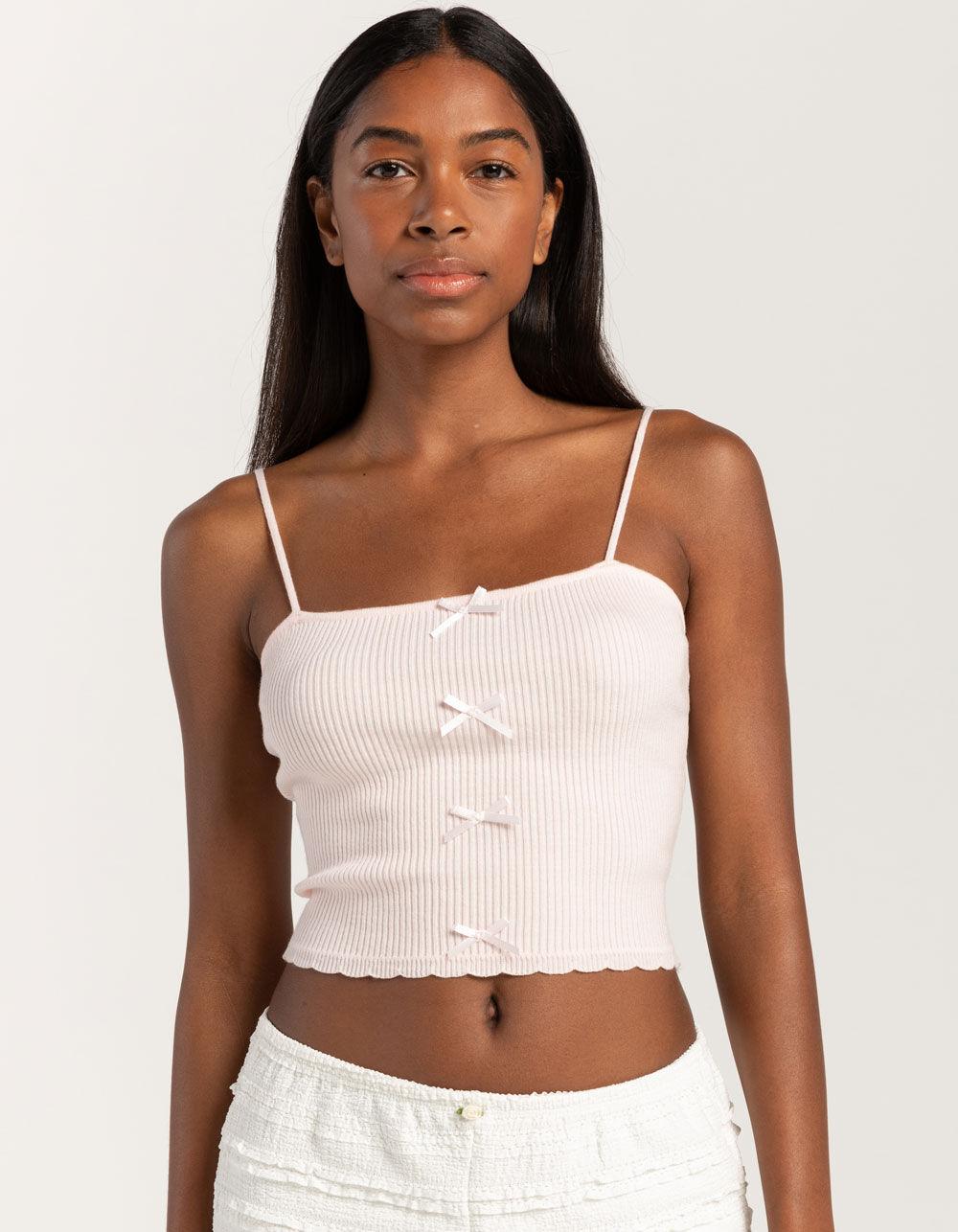 FULL TILT Ribbon Womens Rib Cami - PINK Product Image