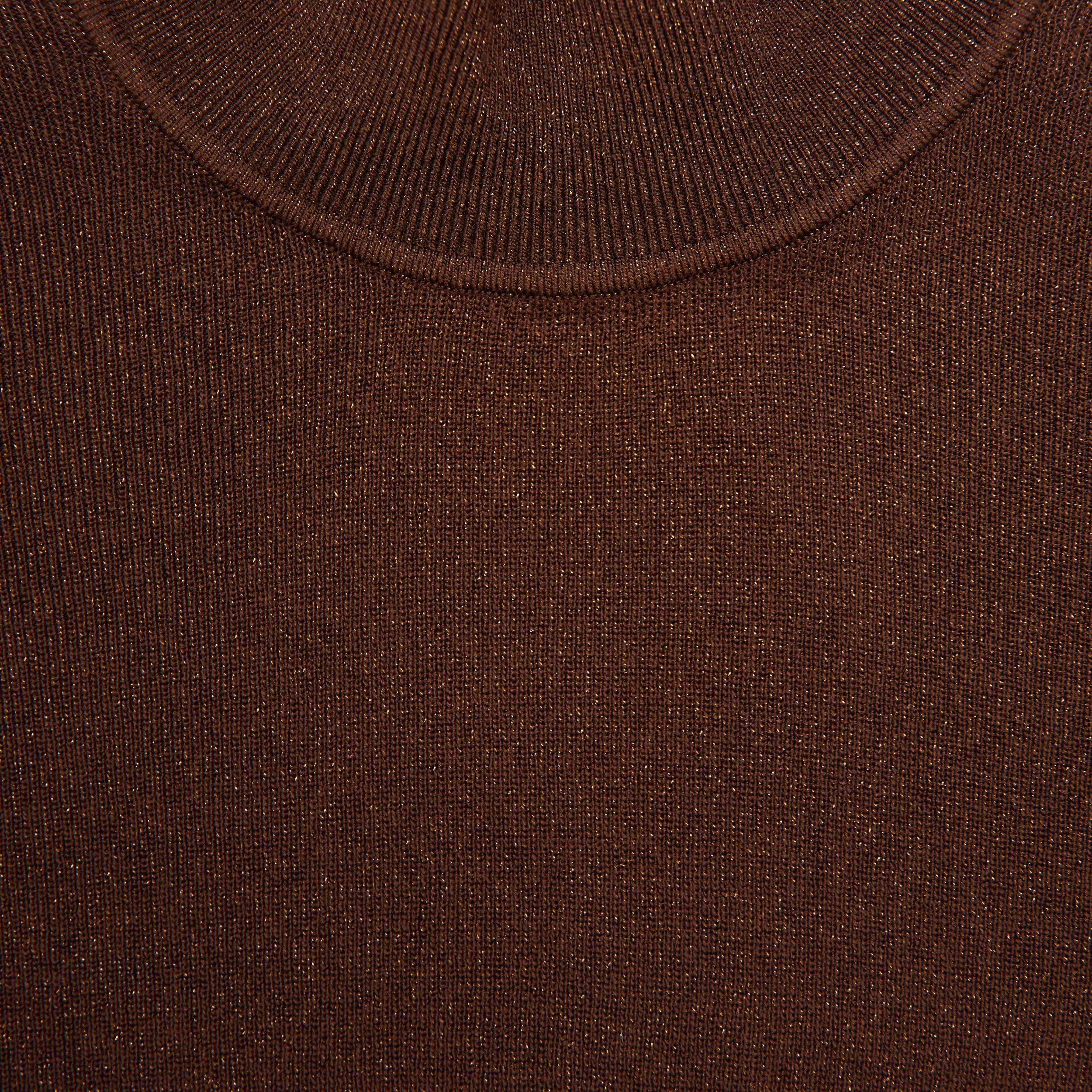 Brown Metallic Viscose Knit Top Product Image