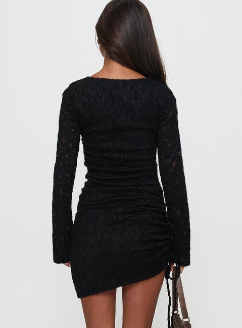 Que Sera Long Sleeve Mini Dress Black Product Image