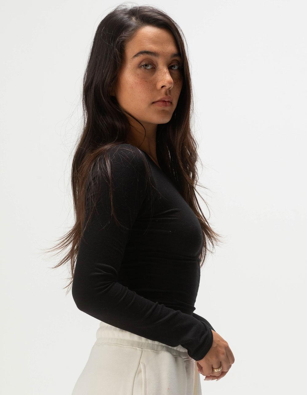 TILLYS Long Sleeve Womens Baby Tee - HEATHER GRAY Product Image