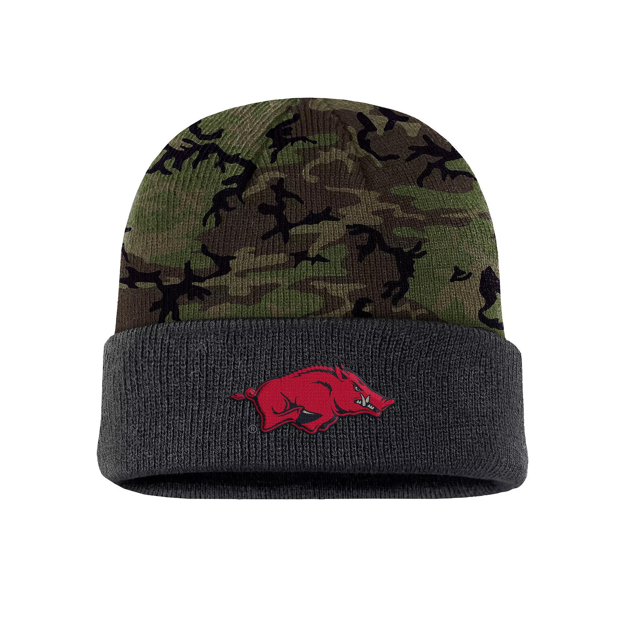 Men's Nike  Camo Arkansas Razorbacks Military Appreciation Cuffed Knit Hat, Green Product Image