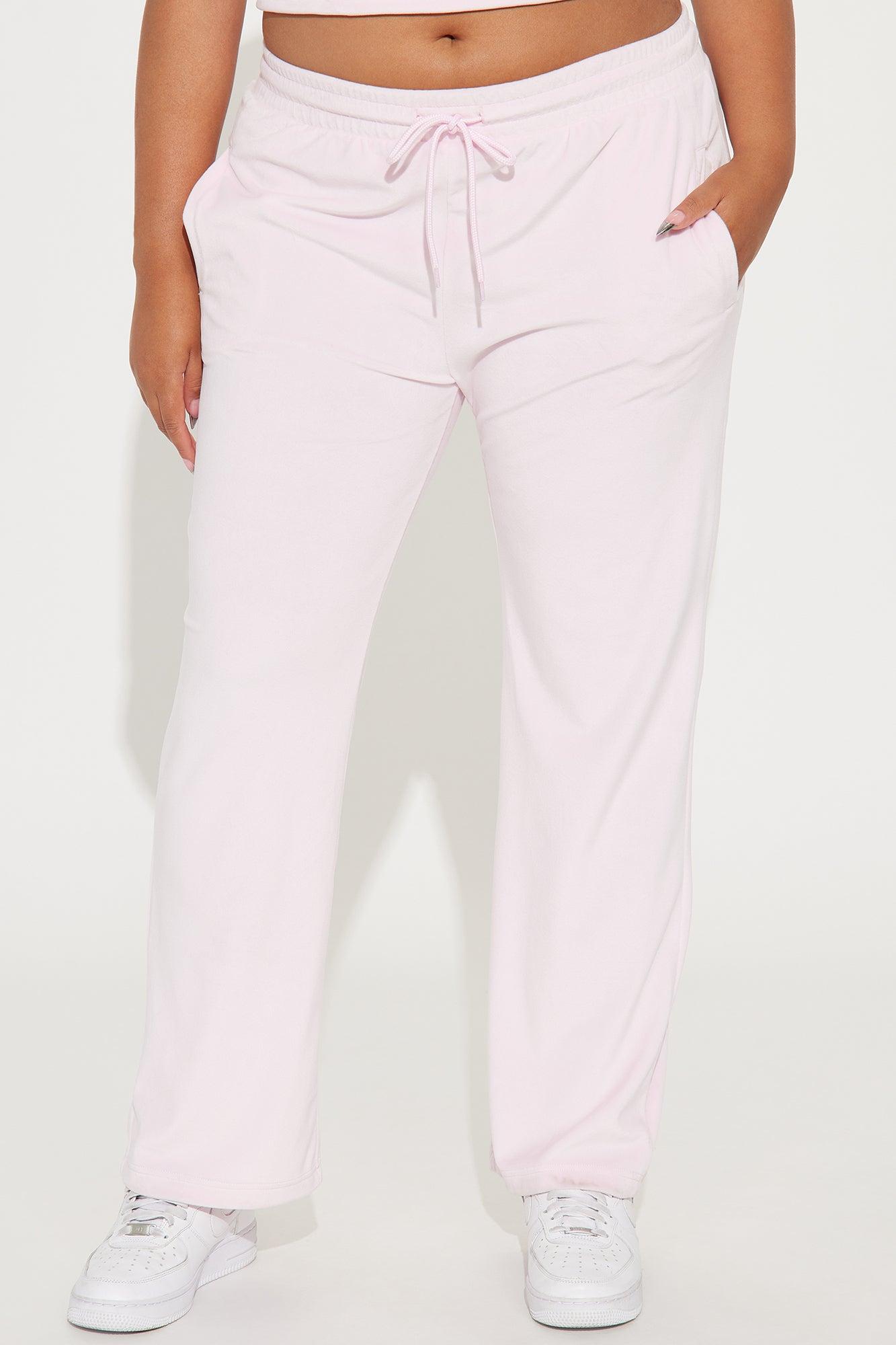 Von Dutch Velour Wide Leg Pant - Light Pink Product Image