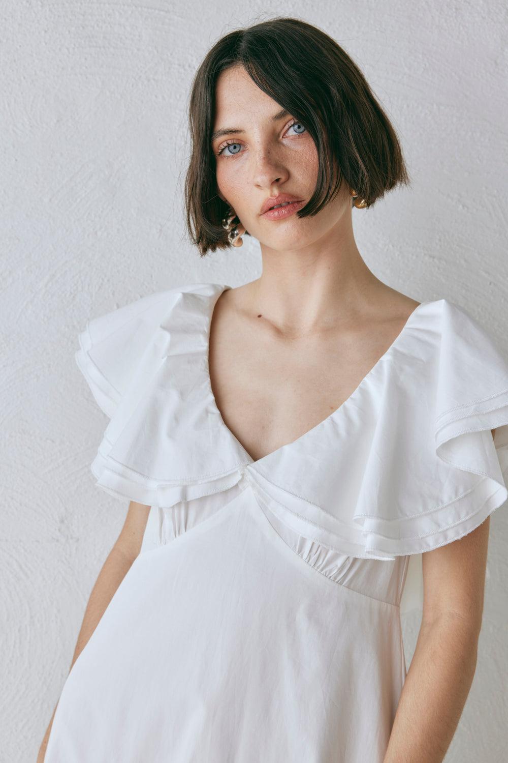 Party Nights Frill Midi Dress White Product Image