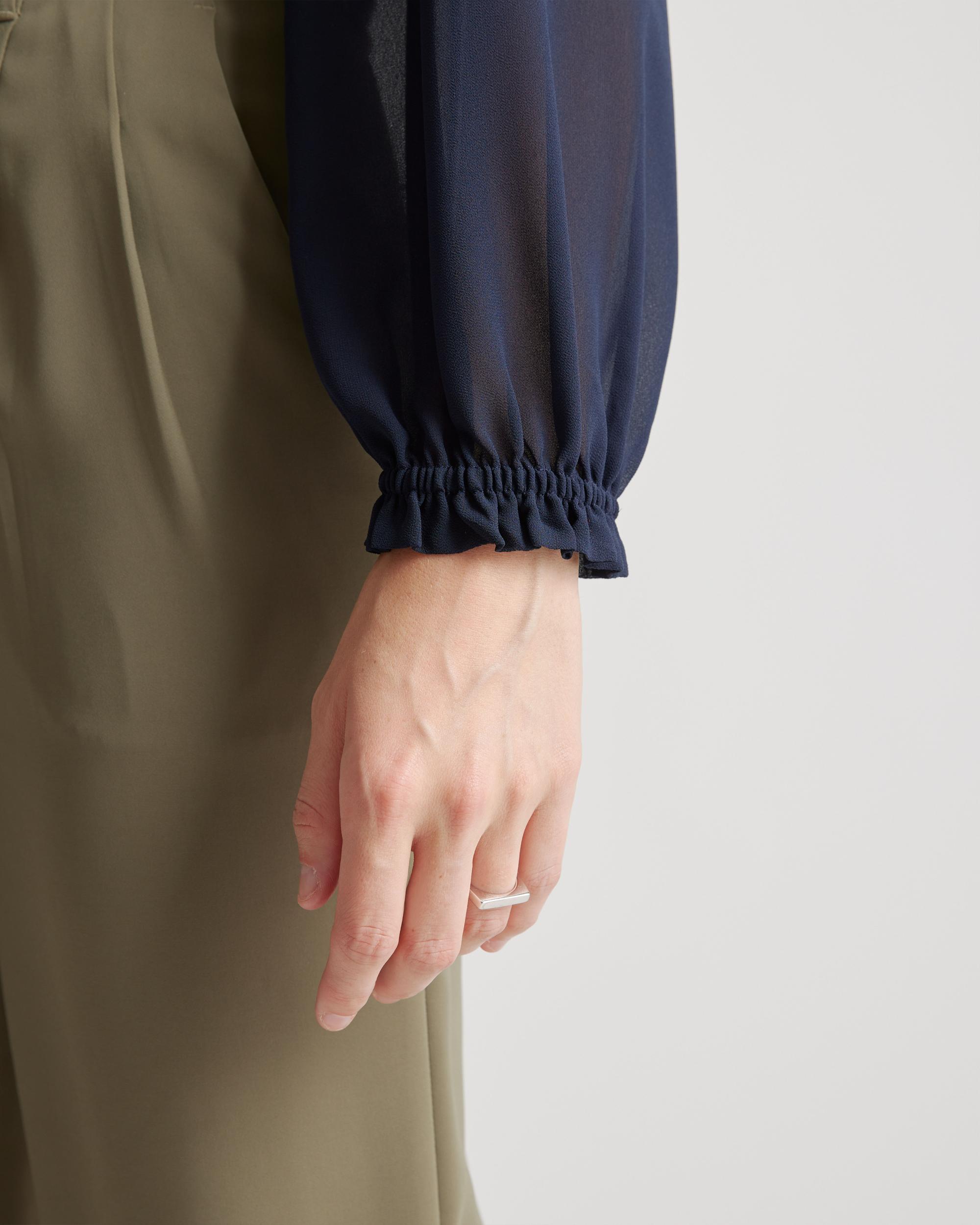 Quince | Women's Chiffon Cropped Smocked Blouse Size XS, Recycled Polyester Product Image