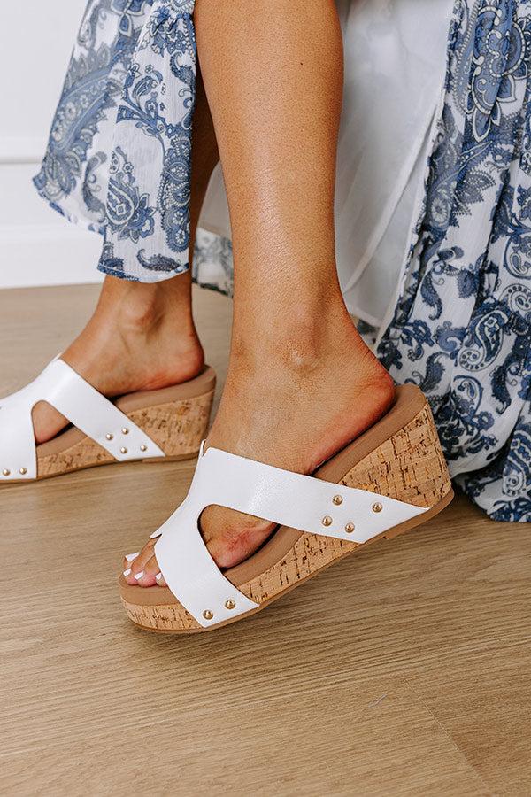 The Valentina Faux Leather Wedge in White Product Image