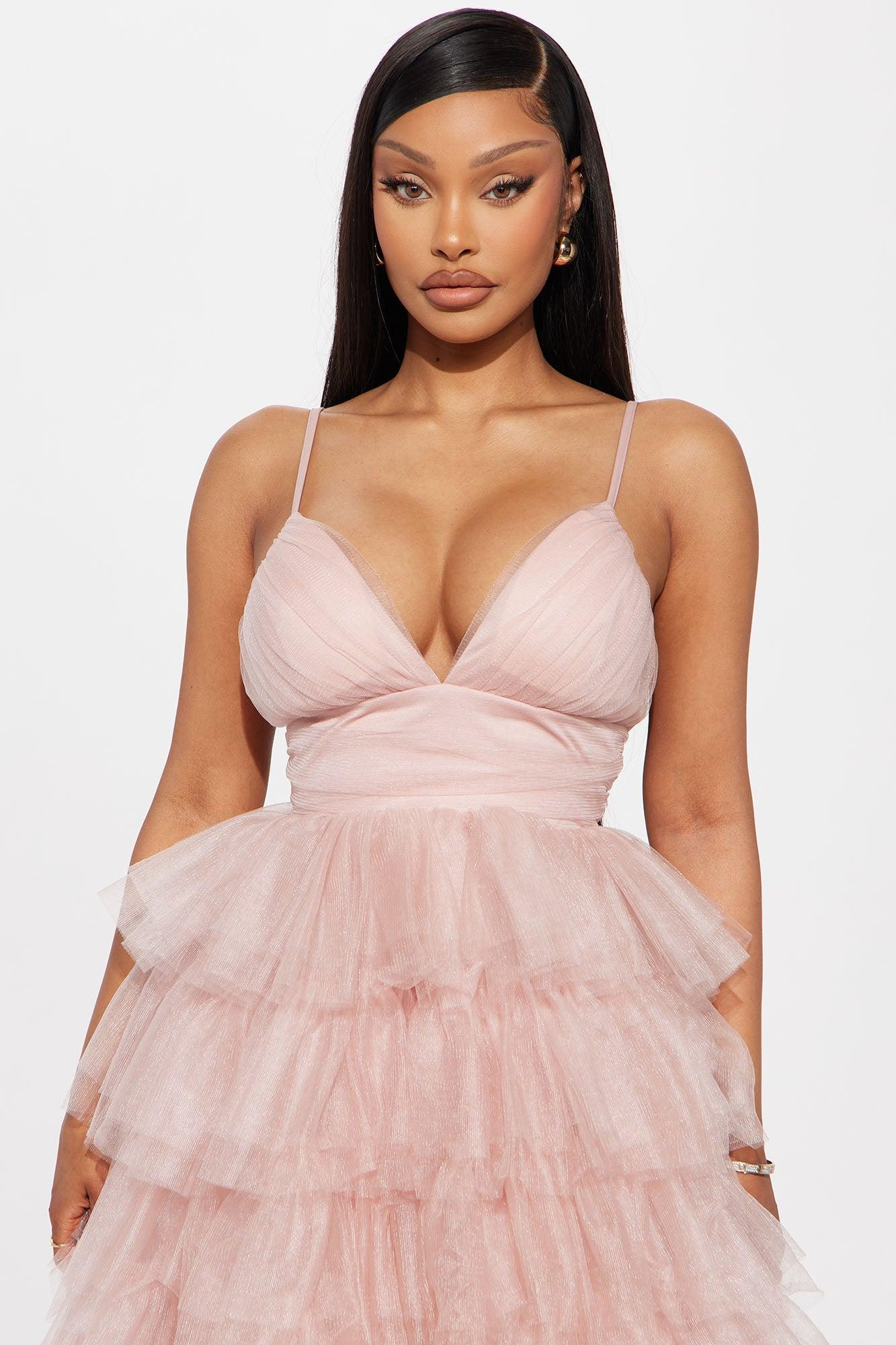 Melinda Tiered Tulle Gown - Mauve Product Image