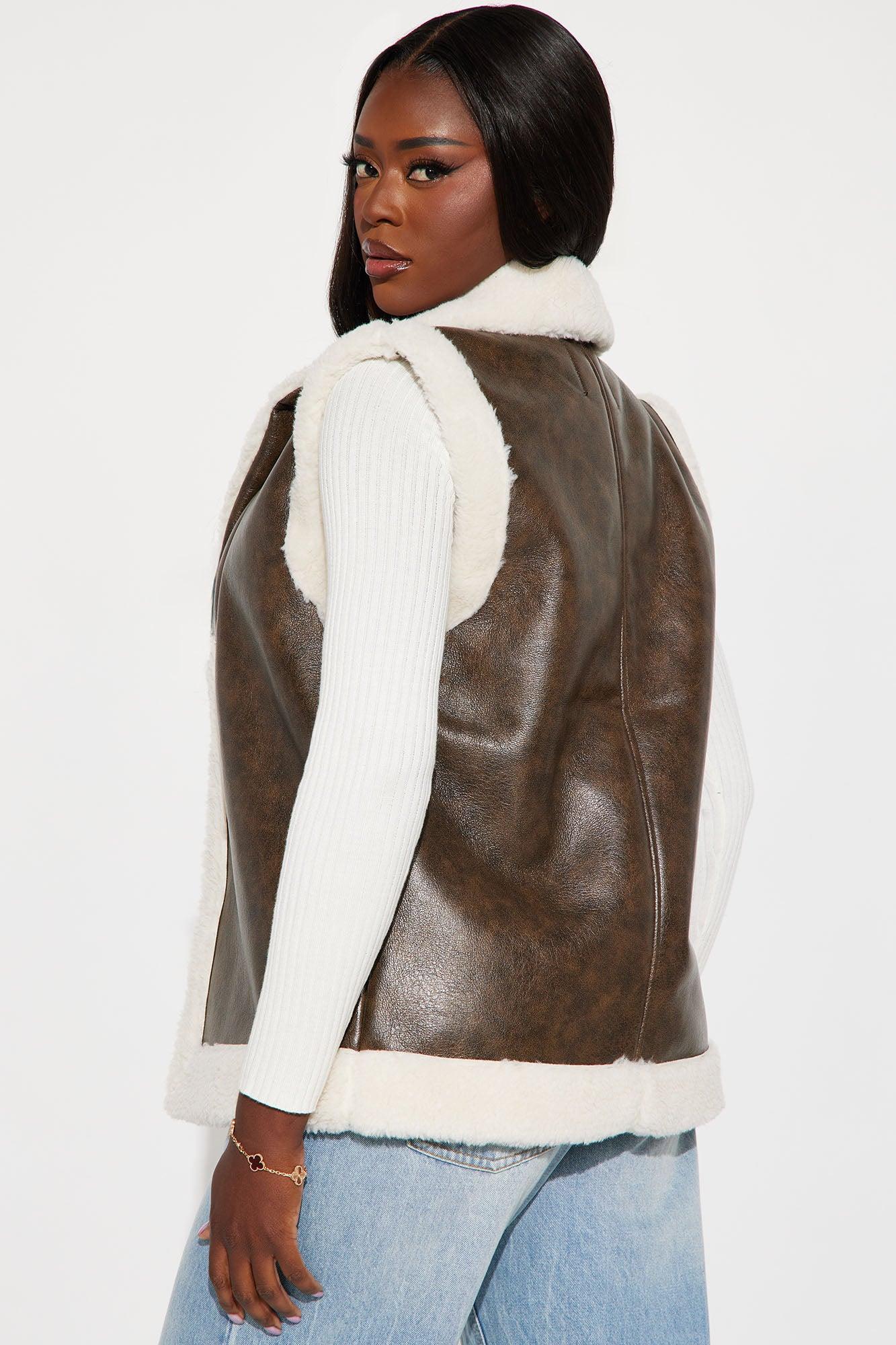 Ericka Shearling Vest - Brown Female Product Image