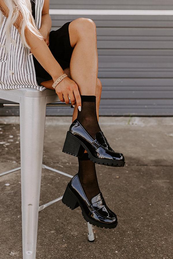 The Amara Patent Heel Loafer In Black Product Image