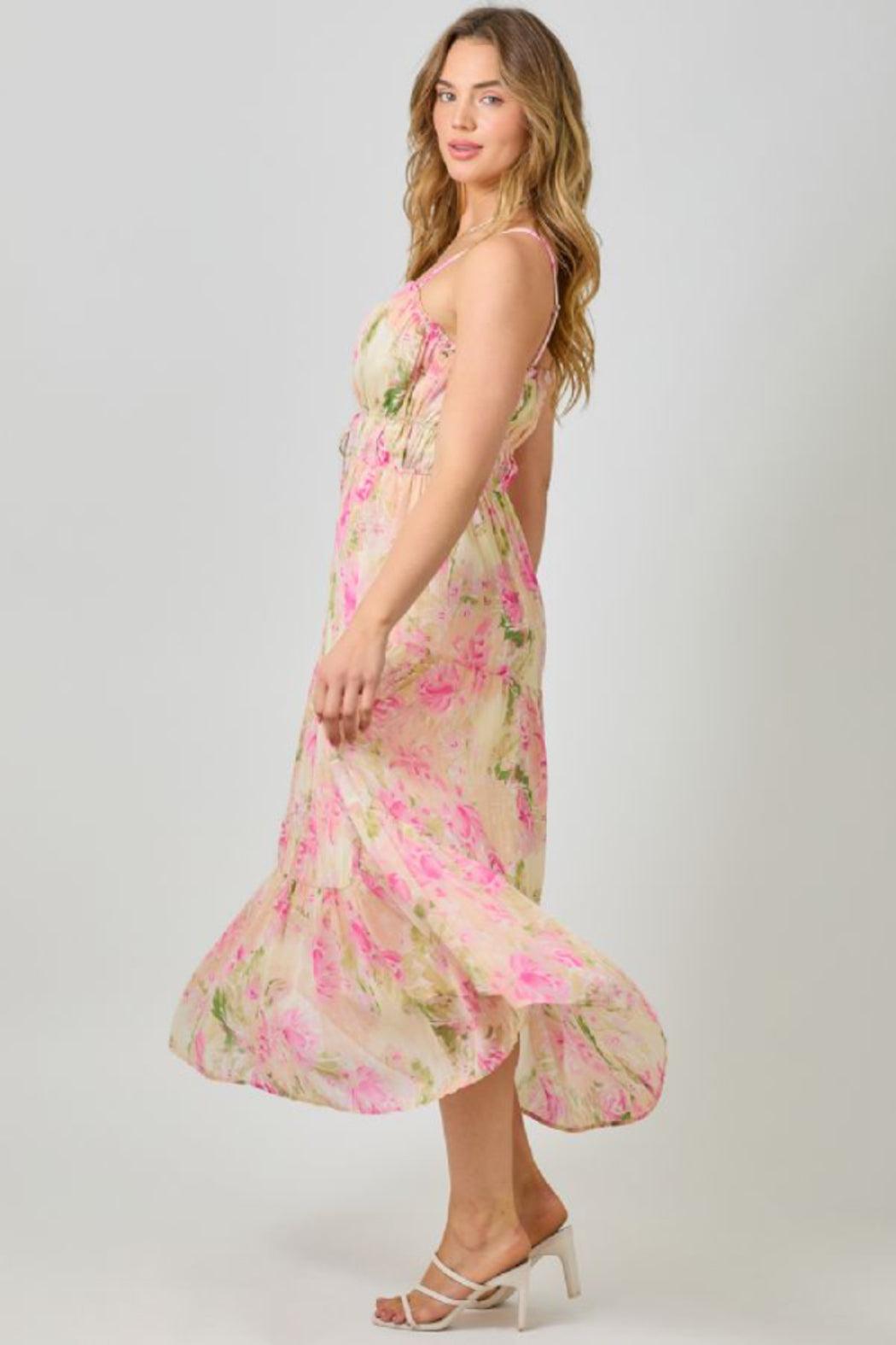 FRONT TIED RUFFLE TIERED DRESS Product Image