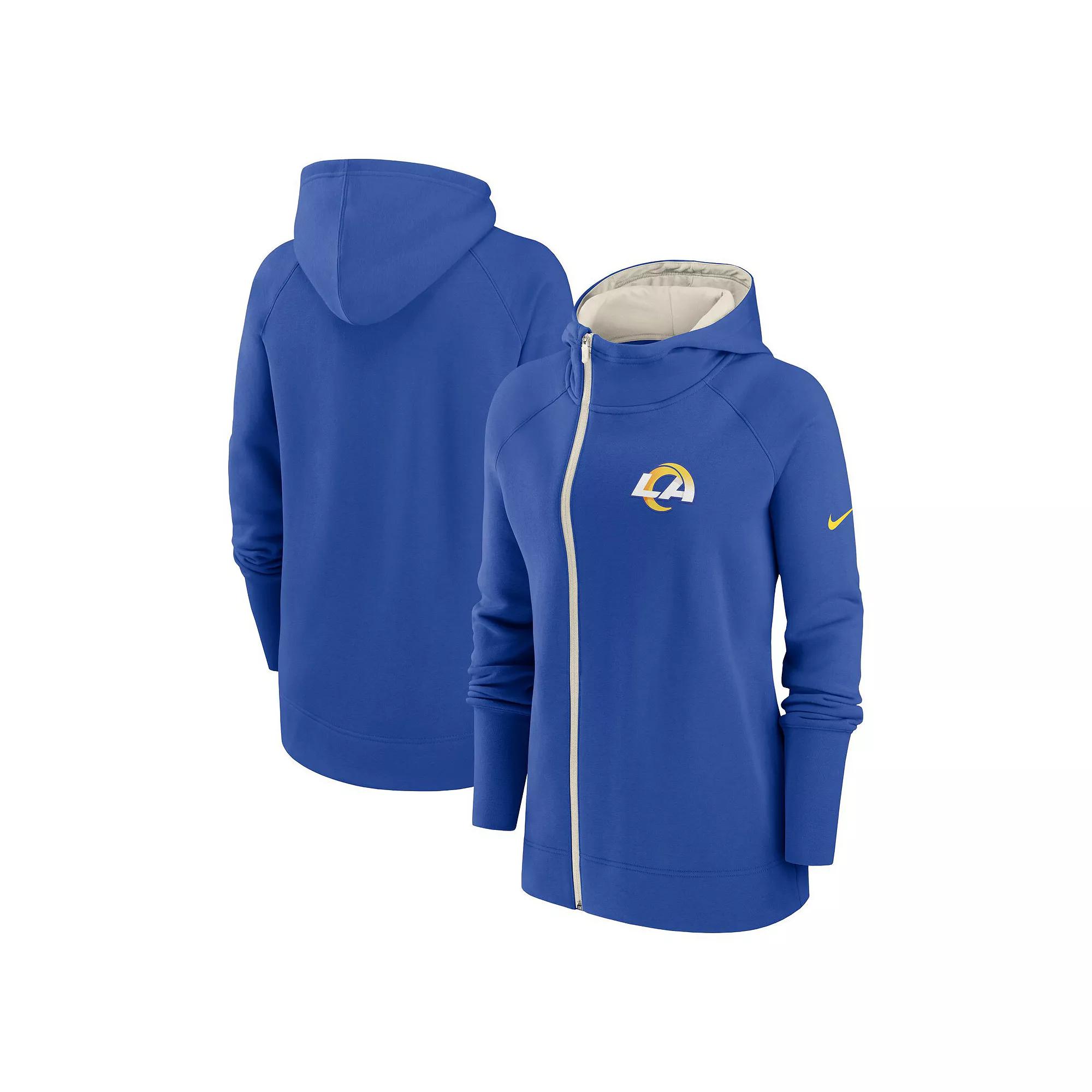 Women's Nike  Royal Los Angeles Rams Asymmetrical Raglan Full-Zip Hoodie, Size: 2XL, Blue Product Image