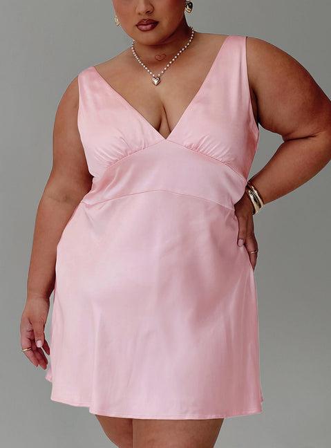 Birdette Plunge Mini Dress Pink Product Image