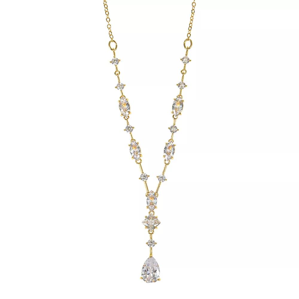 Gold Tone Cubic Zirconia Drop Necklace, Women's, Size: 16+3" Product Image