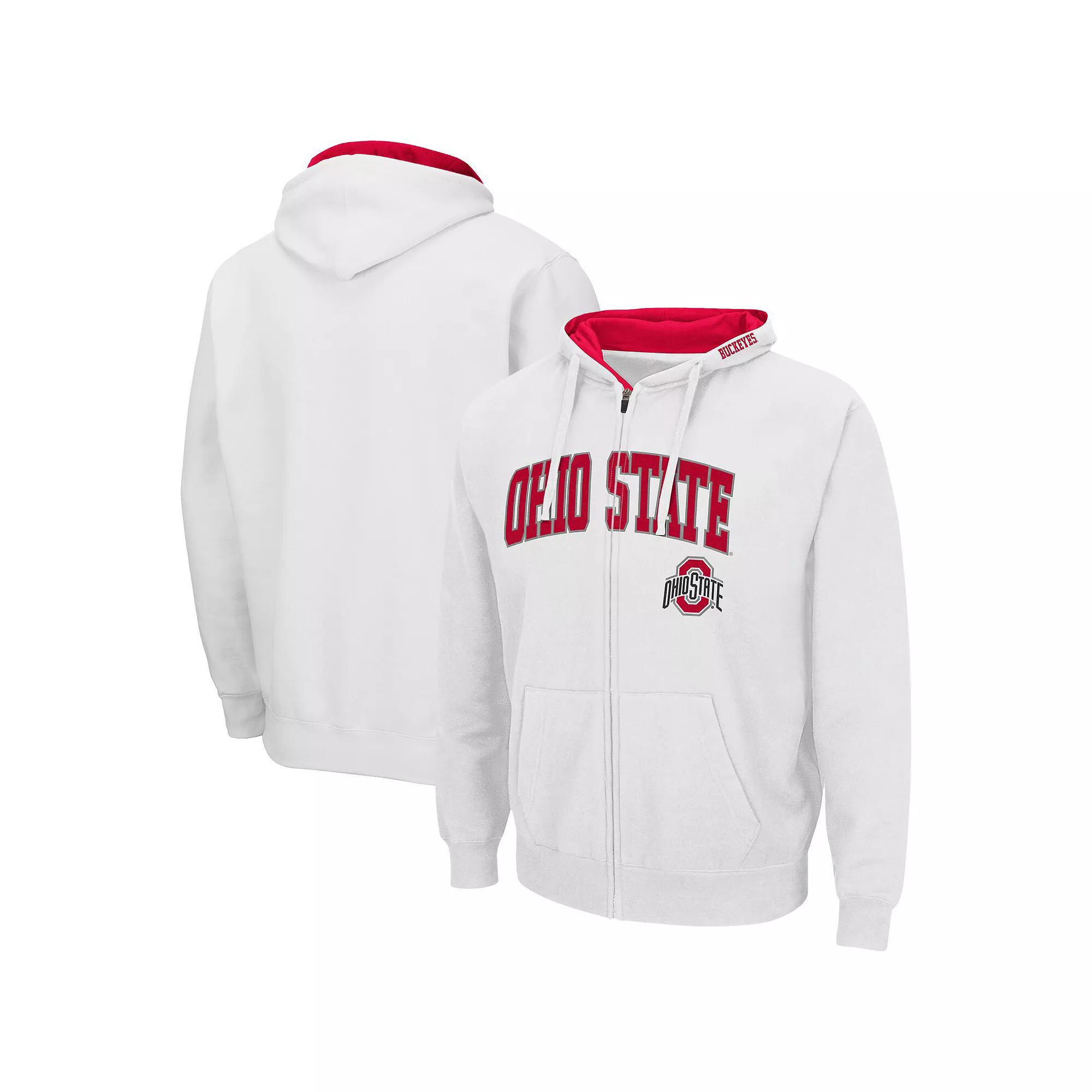 Men's Colosseum White Ohio State Buckeyes Arch & Logo 3.0 Full-Zip Hoodie,  Product Image