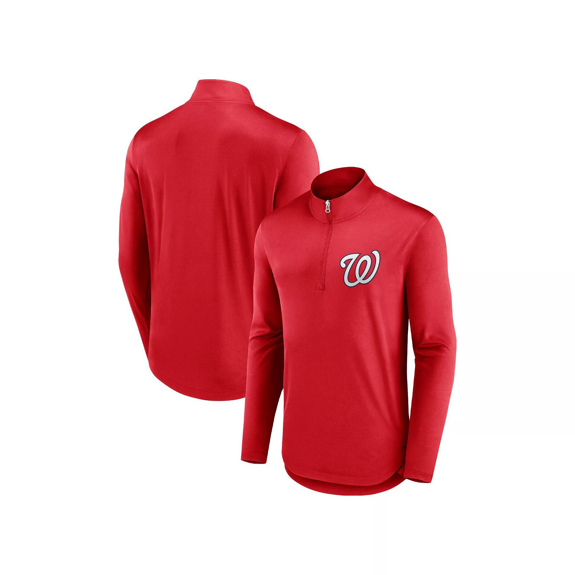 Men's Fanatics Branded Red Washington Nationals Tough Minded Quarter-Zip Jacket,  Product Image
