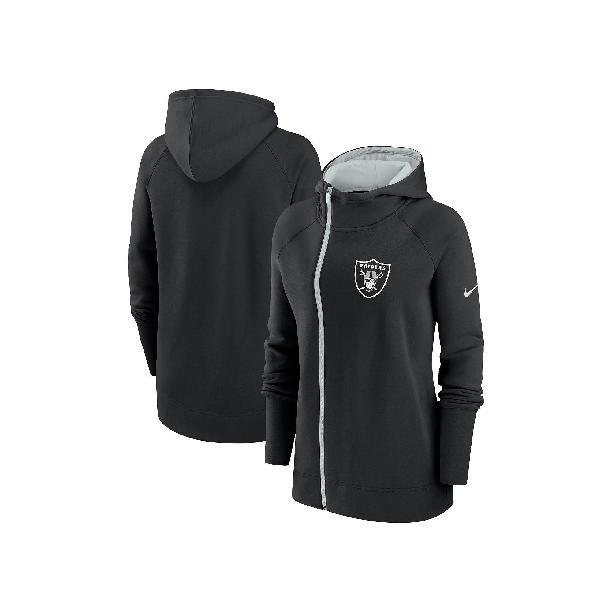 Women's Nike  Black Las Vegas Raiders Asymmetrical Raglan Full-Zip Hoodie, Size: XS, Lvr Black Product Image