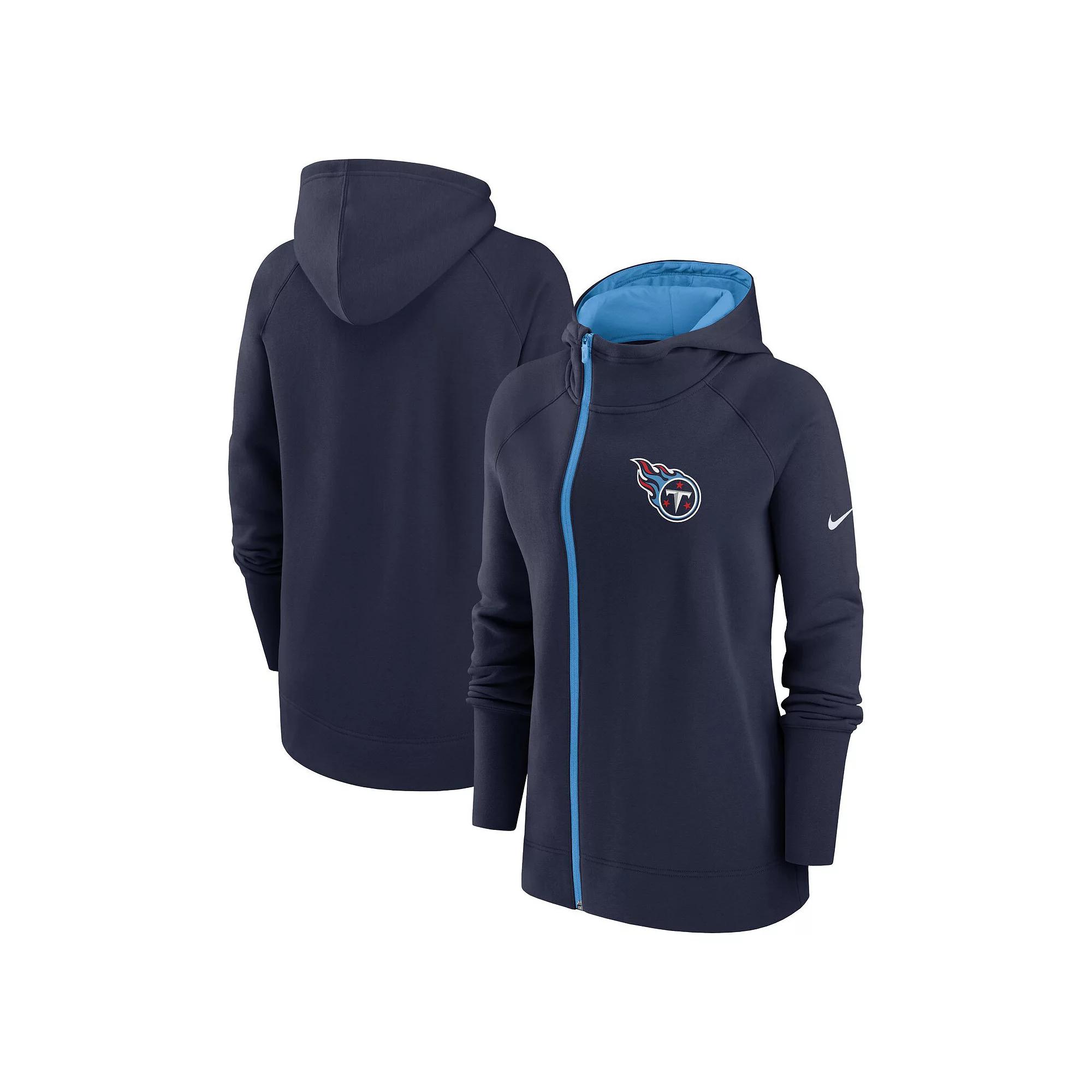 Women's Nike Navy Tennessee Titans Asymmetrical Raglan Full-Zip Hoodie,  Product Image