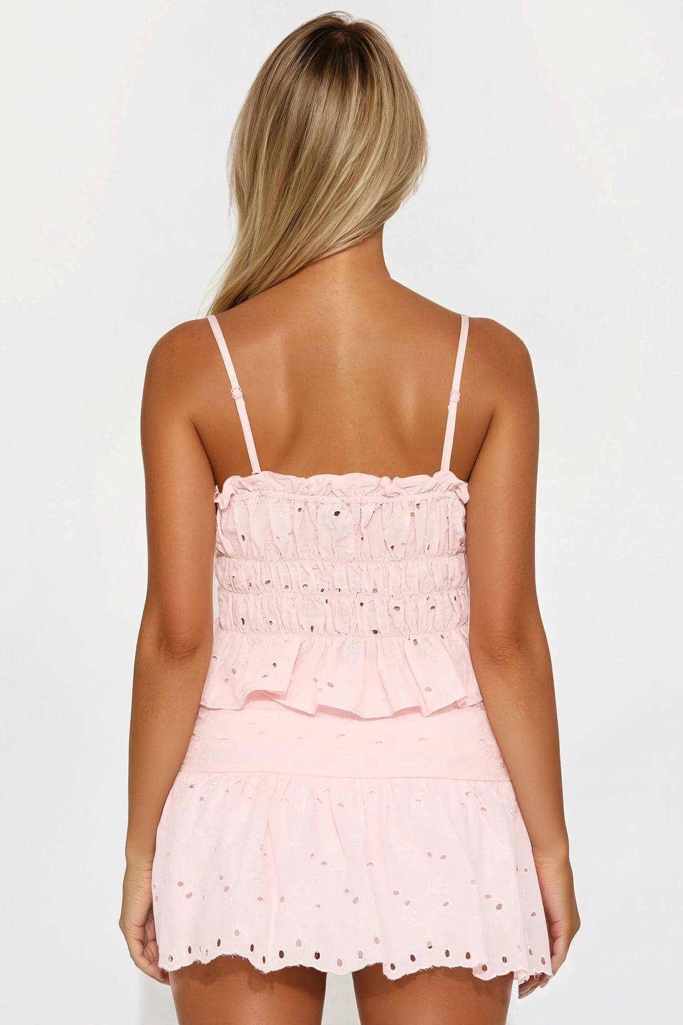 Sweet Harmony Eyelet Mini Skirt Set - Blush Product Image
